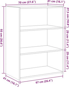 vidaXL Szafka, dąb sonoma, 70x41x93 cm, materiał drewnopochodny 9