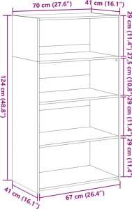 vidaXL Wysoka szafka, szary dąb sonoma, 70x41x124 cm 9