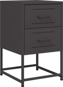 vidaXL Szafka nocna, czarna, 36x39x60,5 cm, stal 2