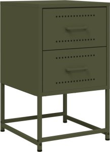vidaXL Szafka nocna, oliwkowa zieleń, 36x39x60,5 cm, stal 2