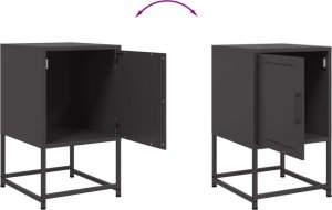 vidaXL Szafki nocne, 2 szt., czarne, 36x39x60,5 cm, stal 9