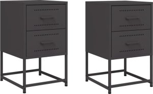 vidaXL Szafki nocne, czarne, 36x39x60,5 cm, stal 2