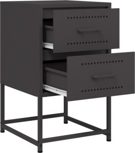 vidaXL Szafki nocne, czarne, 36x39x60,5 cm, stal 9