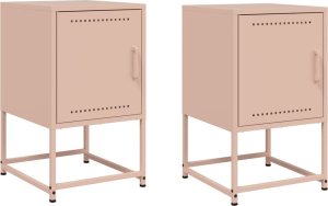 vidaXL Szafki nocne, 2 szt., różowe, 36x39x60,5 cm, stal 2