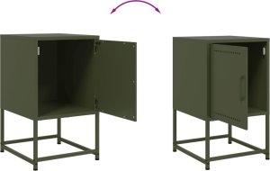 vidaXL Szafki nocne, 2 szt., oliwkowa zieleń, 36x39x60,5 cm, stal 10
