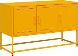 vidaXL Szafka pod telewizor, musztardowa, 100,5x39x60,5 cm, stalowa 2