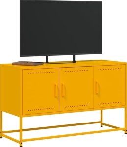 vidaXL Szafka pod telewizor, musztardowa, 100,5x39x60,5 cm, stalowa 4