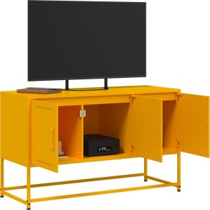 vidaXL Szafka pod telewizor, musztardowa, 100,5x39x60,5 cm, stalowa 5