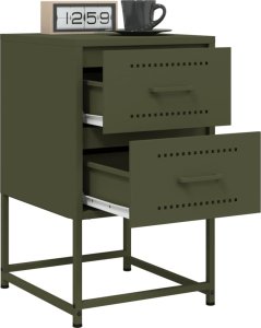 vidaXL Szafki nocne, 2 szt., oliwkowa zieleń, 36x39x60,5 cm, stal 4