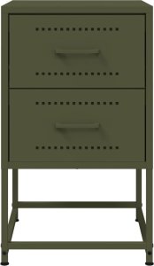 vidaXL Szafki nocne, 2 szt., oliwkowa zieleń, 36x39x60,5 cm, stal 6