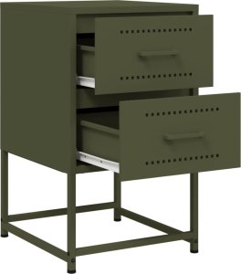 vidaXL Szafki nocne, 2 szt., oliwkowa zieleń, 36x39x60,5 cm, stal 9