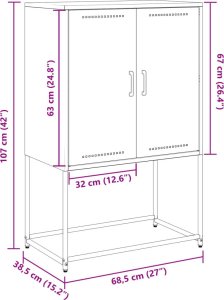 vidaXL Szafka pod telewizor, oliwkowa, 68x39x60,5 cm, stalowa 12