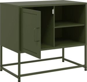 vidaXL Szafka pod telewizor, musztardowa, 100,5x39x60,5 cm, stalowa 10