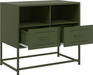 vidaXL Szafka pod telewizor, oliwkowa, 68x39x60,5 cm, stalowa 9
