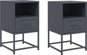 vidaXL Szafki nocne, 2 szt., antracytowe, 36x39x60,5 cm, stal 2