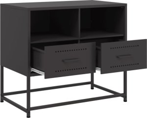 vidaXL Szafka pod telewizor, czarna, 68x39x60,5 cm, stalowa 9