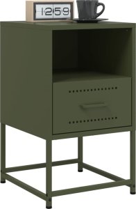 vidaXL Szafki nocne, 2 szt., oliwkowa zieleń, 36x39x60,5 cm, stal 3
