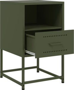 vidaXL Szafki nocne, 2 szt., oliwkowa zieleń, 36x39x60,5 cm, stal 9