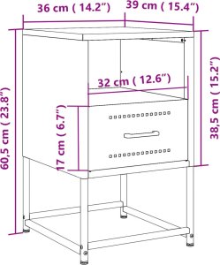vidaXL Szafka nocna, antracytowa, 36x39x60,5 cm, stal 12