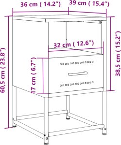 vidaXL Szafki nocne, 2 szt., musztardowe, 36x39x60,5 cm, stal 12