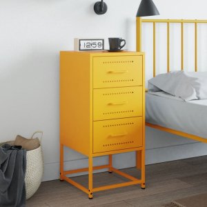 vidaXL Szafka nocna, musztardowa, 36x39x78 cm, stal 3