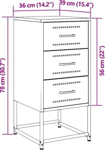 vidaXL Szafka nocna, biała, 36x39x78 cm, stal 11