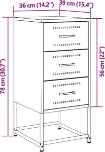 vidaXL Szafka nocna, czarna, 36x39x78 cm, stal 12