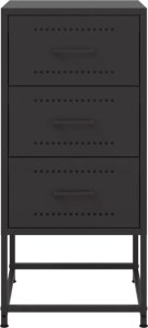 vidaXL Szafka nocna, czarna, 36x39x78 cm, stal 6