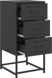 vidaXL Szafka nocna, czarna, 36x39x78 cm, stal 9