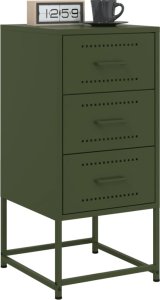 vidaXL Szafki nocne, 2 szt., oliwkowa zieleń, 36x39x78 cm, stal 3
