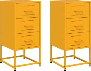 vidaXL Szafki nocne, 2 szt., musztardowe, 36x39x78 cm, stal 2
