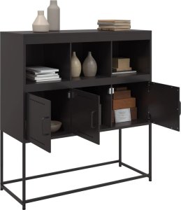 vidaXL Szafka, czarna, 100,5x39x107 cm, stal walcowana na zimno 5