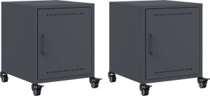 vidaXL Szafki nocne, 2 szt., antracytowe, 36x39x43,5 cm, stal 2