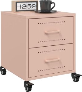 vidaXL Szafka nocna, różowa, 36x39x43,5 cm, stal 5