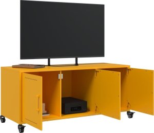 vidaXL Szafka pod telewizor, musztardowa, 100,5x39x43,5 cm, stalowa 4