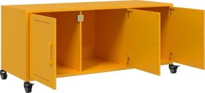 vidaXL Szafka pod telewizor, musztardowa, 100,5x39x43,5 cm, stalowa 10