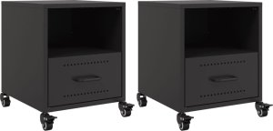 vidaXL Szafki nocne, 2 szt., czarne, 36x39x43,5 cm, stal 2