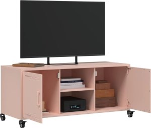 vidaXL Szafka RTV, różowa, 100,5x39x43,5 cm, stal walcowana na zimno 5