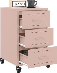 vidaXL Szafka nocna, różowa, 36x39x59 cm, stal 5