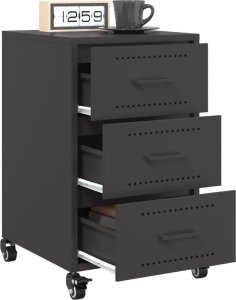 vidaXL Szafka nocna, czarna, 36x39x59 cm, stal 5