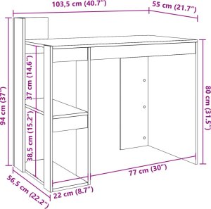 Biurko vidaXL Czarne 103.5 cm x 56.5 cm 9