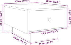 vidaXL Stolik kawowy, szary dąb sonoma, 60x45x31 cm 10