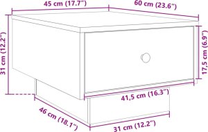 vidaXL Stolik kawowy, biały, 60x45x31 cm 9