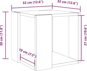 vidaXL Stolik kawowy, biały, 32x32x30 cm, materiał drewnopochodny 8