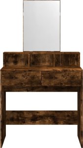 vidaXL Toaletka z lustrem, przydymiony dąb, 80x41x144,5 cm 4