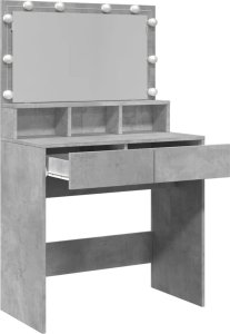 vidaXL Toaletka z oświetleniem LED, szarość betonu, 80x41x134,5 cm 9