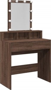 vidaXL Toaletka z oświetleniem LED, brązowy dąb, 80x41x144,5 cm 2