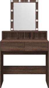 vidaXL Toaletka z oświetleniem LED, brązowy dąb, 80x41x144,5 cm 5