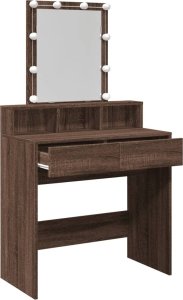 vidaXL Toaletka z oświetleniem LED, brązowy dąb, 80x41x144,5 cm 9