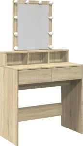 vidaXL Toaletka z oświetleniem LED, dąb sonoma, 80x41x144,5 cm 2